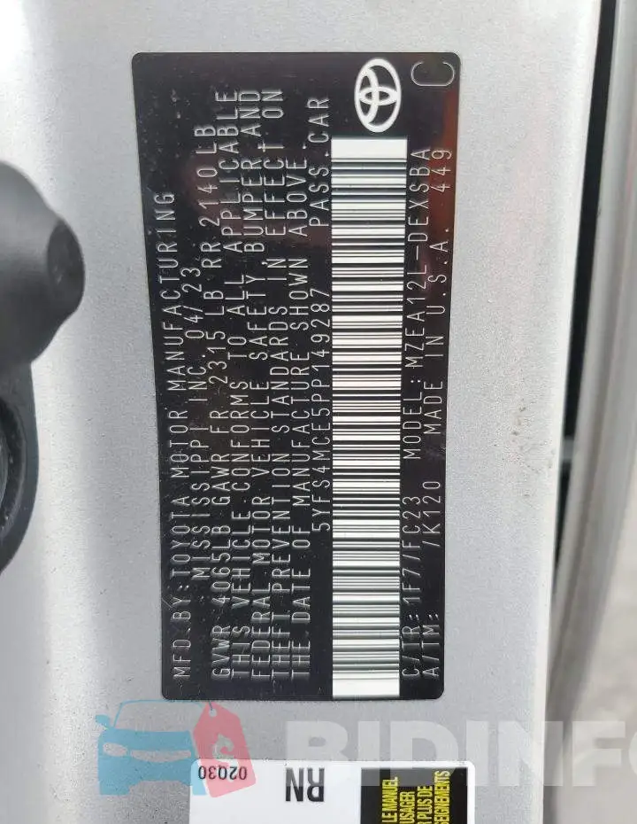 5YFS4MCE5PP149287 Photo# 12