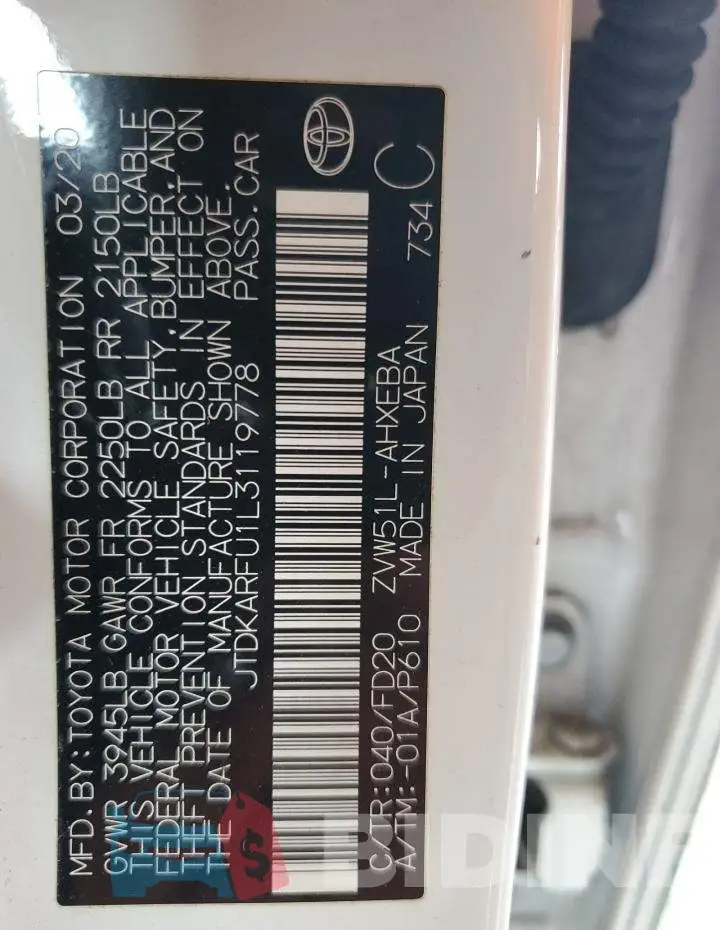 JTDKARFU1L3119778 Photo# 12