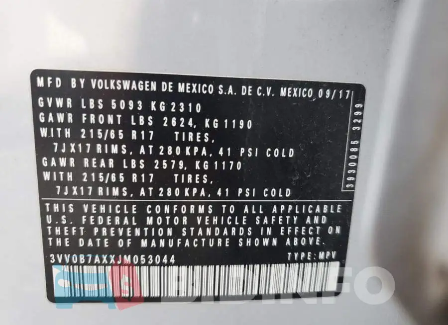 3VV0B7AXXJM053044 Photo# 13