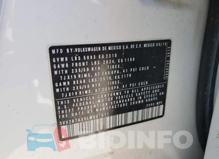 3VV2B7AX5LM007911 Photo# 13