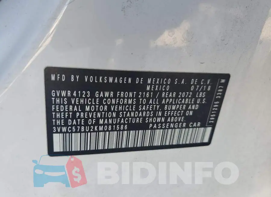3VWC57BU2KM081586 Photo# 12