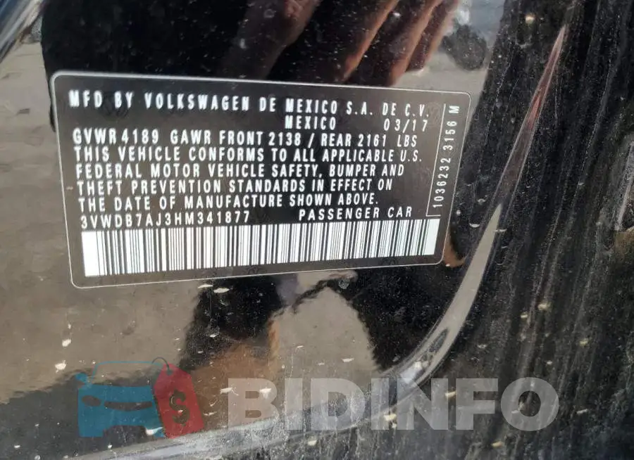 3VWDB7AJ3HM341877 Photo# 12