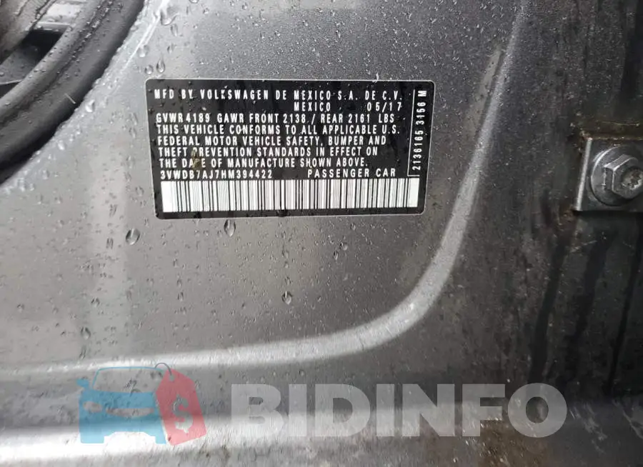 3VWDB7AJ7HM394422 Photo# 12