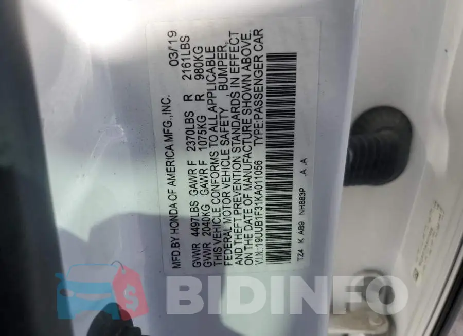 19UUB1F31KA011056 Photo# 12