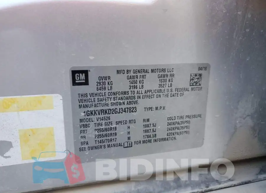 1GKKVRKD2GJ347823 Photo# 13