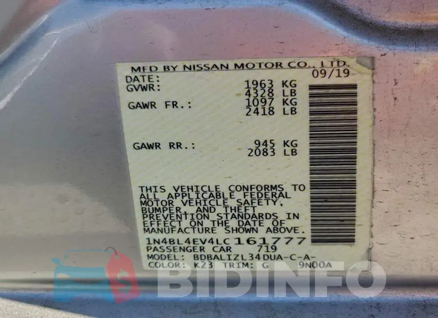 1N4BL4EV4LC161777 Photo# 13