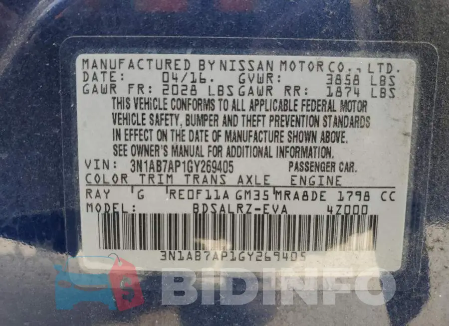 3N1AB7AP1GY269405 Photo# 13