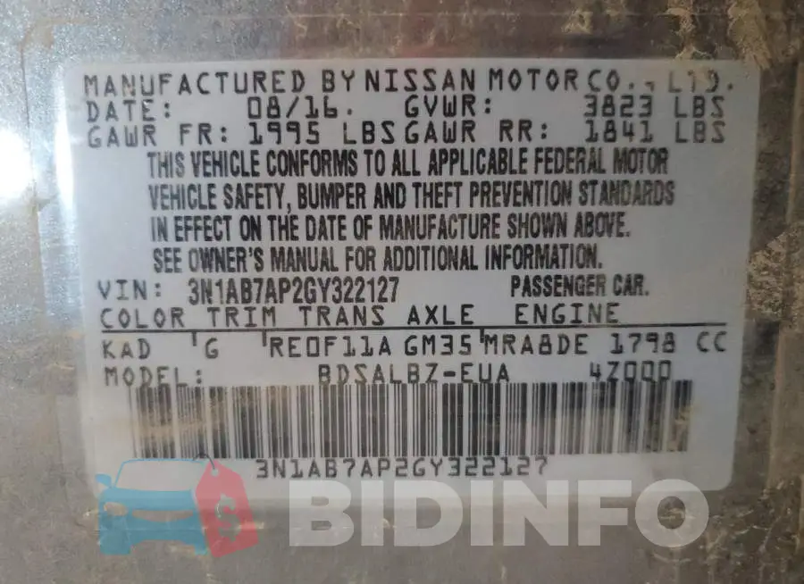 3N1AB7AP2GY322127 Photo# 12