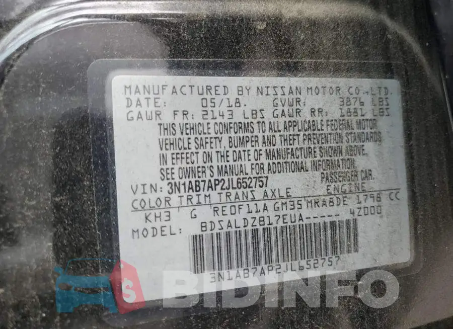 3N1AB7AP2JL652757 Photo# 13