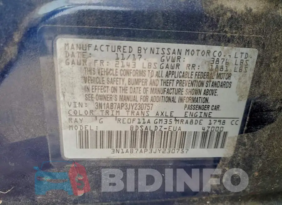 3N1AB7AP3JY230757 Photo# 12