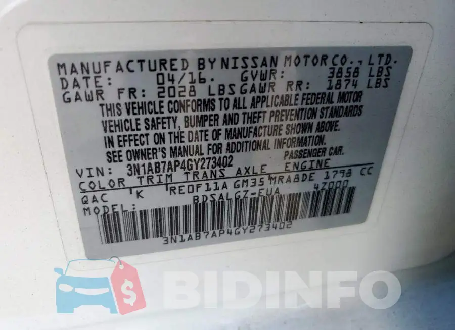 3N1AB7AP4GY273402 Photo# 12