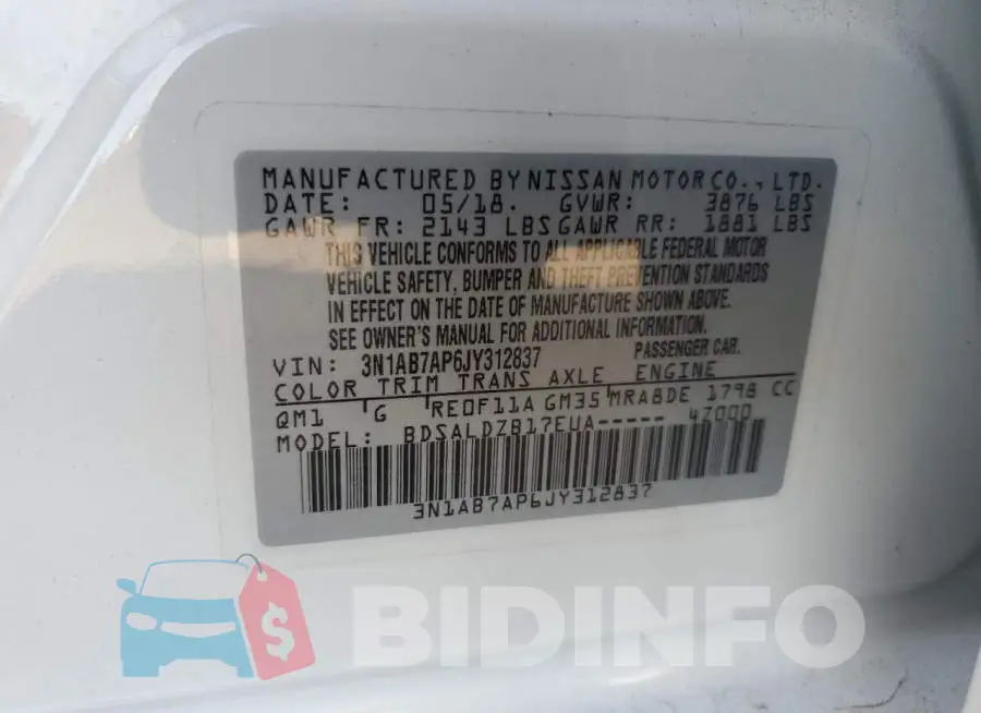 3N1AB7AP6JY312837 Photo# 13