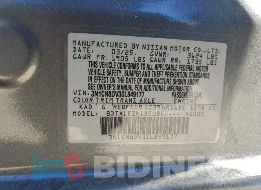 3N1CN8DV3SL849177 Photo# 12