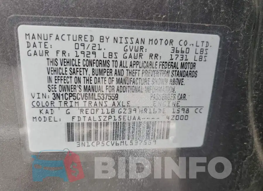3N1CP5CV6ML537559 Photo# 12