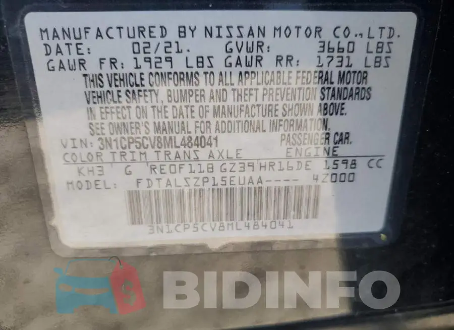 3N1CP5CV8ML484041 Photo# 13