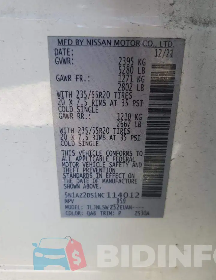5N1AZ2DS1NC114012 Photo# 13
