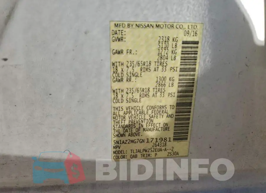 5N1AZ2MG7GN171981 Photo# 13