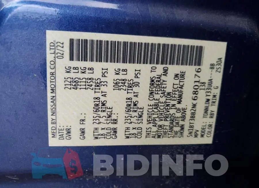 5N1BT3BB2NC680176 Photo# 13