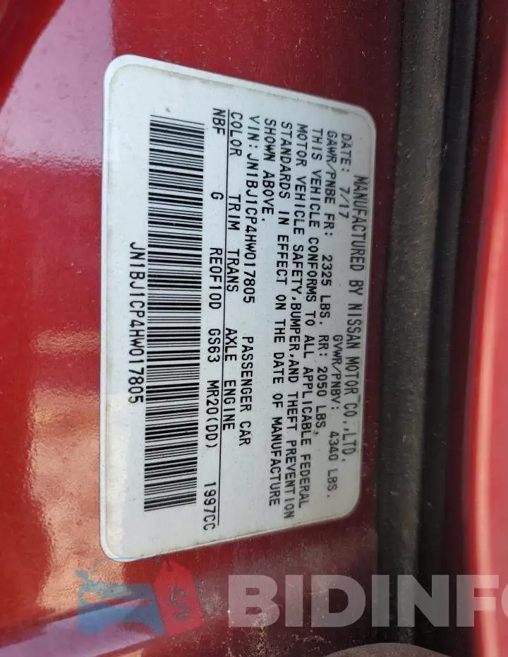 JN1BJ1CP4HW017805 Photo# 12