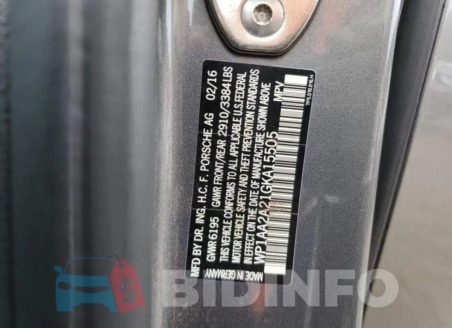 WP1AA2A21GKA15505 Photo# 14