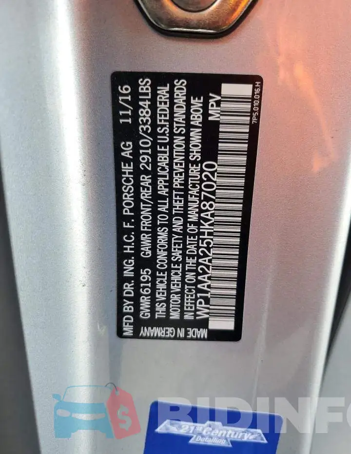 WP1AA2A25HKA87020 Photo# 13