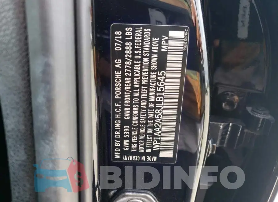 WP1AA2A58JLB15645 Photo# 13