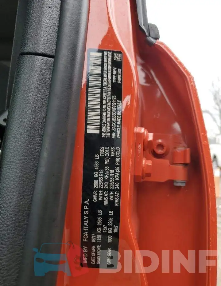 ZACCJBBB3HPF91175 Photo# 13
