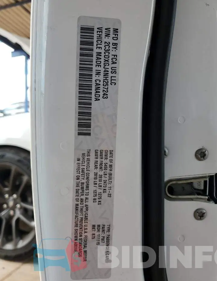 2C3CDXGJ4NH257243 Photo# 12