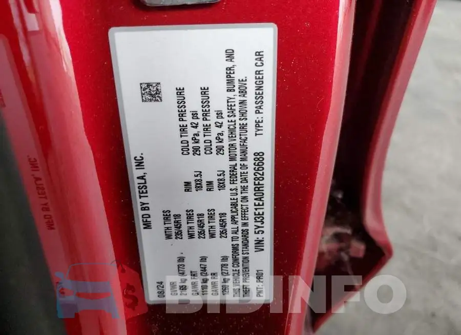 5YJ3E1EA0RF826688 Photo# 12