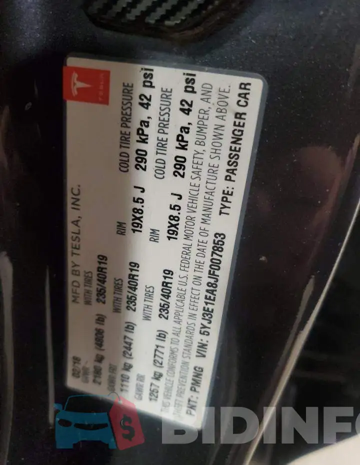 5YJ3E1EA8JF007853 Photo# 13