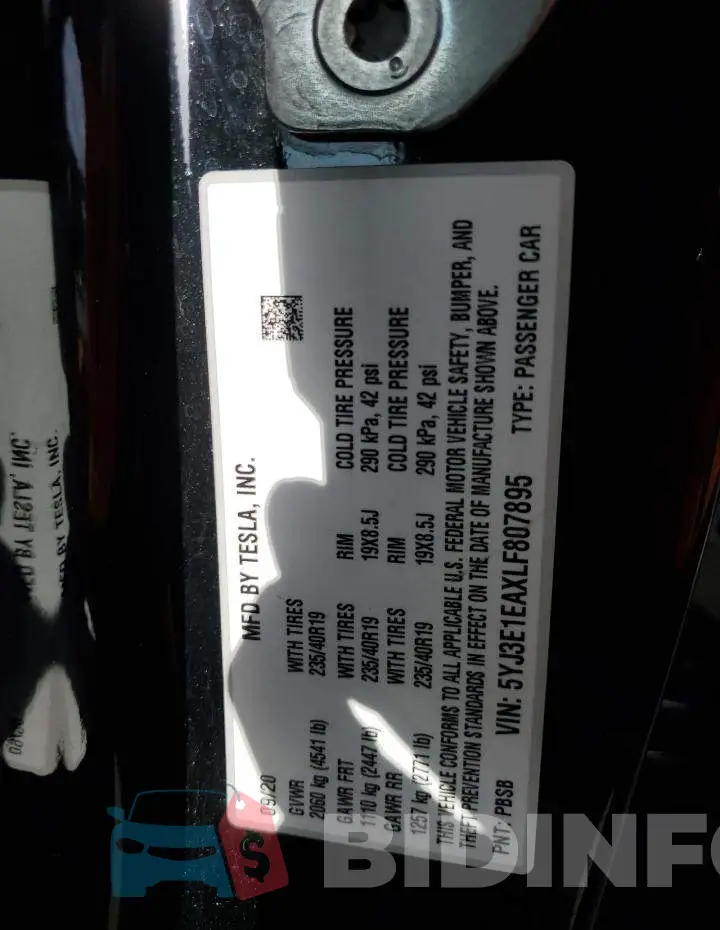 5YJ3E1EAXLF807895 Photo# 12