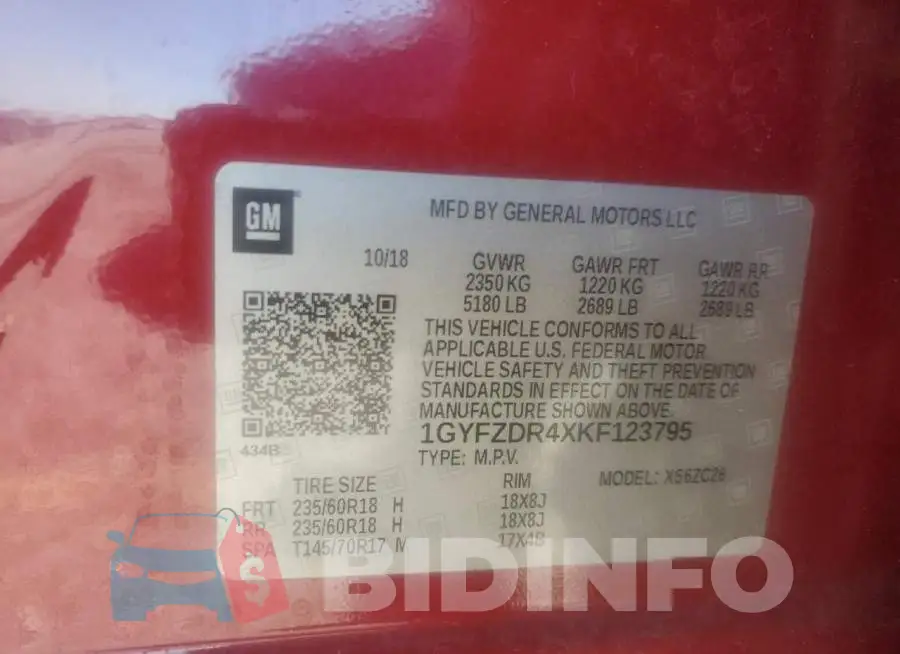 1GYFZDR4XKF123795 Photo# 13