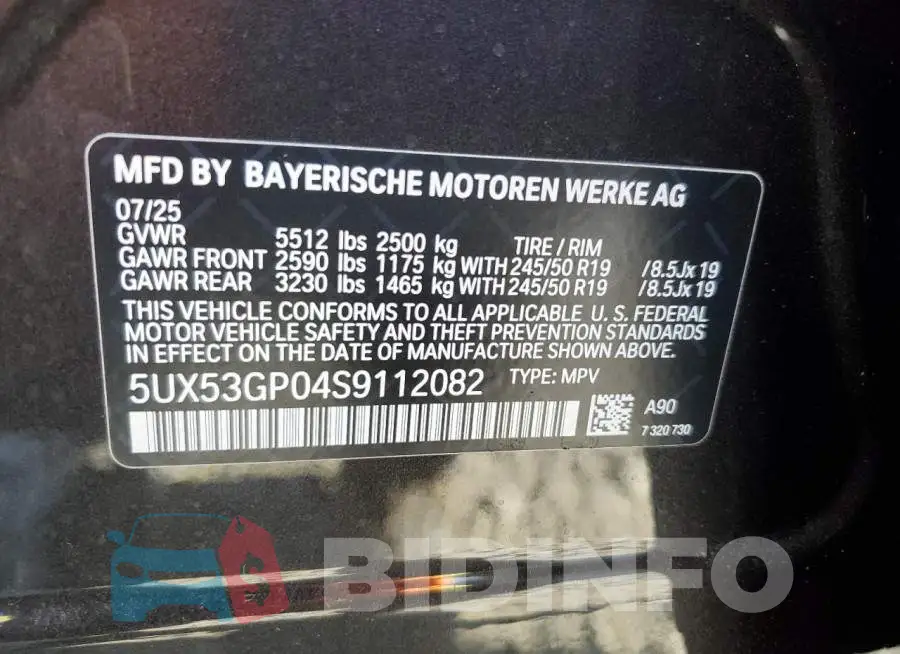 5UX53GP04S9112082 Photo# 13