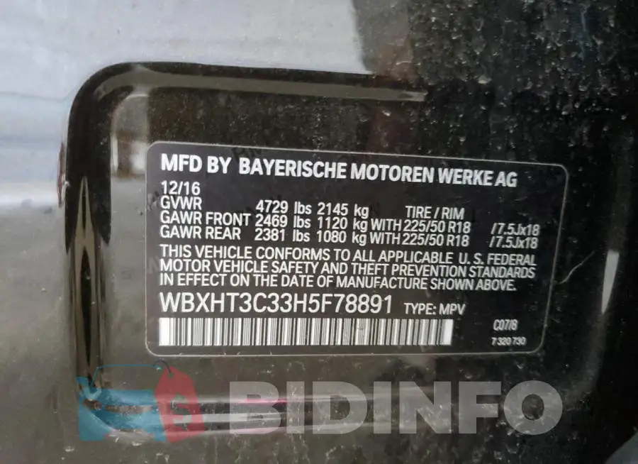 WBXHT3C33H5F78891 Photo# 13