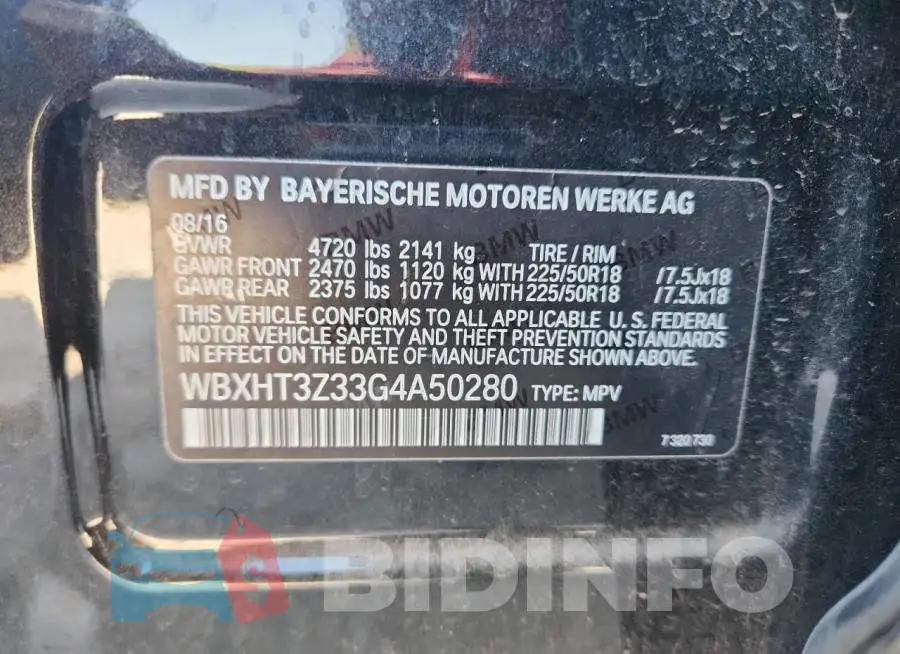 WBXHT3Z33G4A50280 Photo# 13