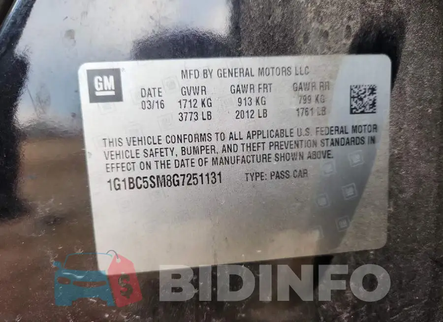 1G1BC5SM8G7251131 Photo# 12