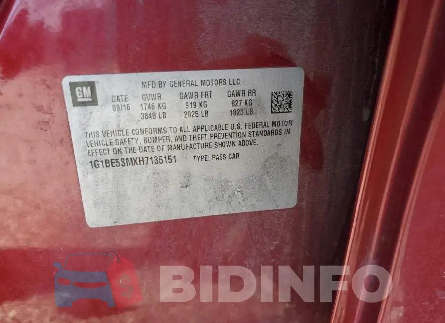 1G1BE5SMXH7135151 Photo# 12