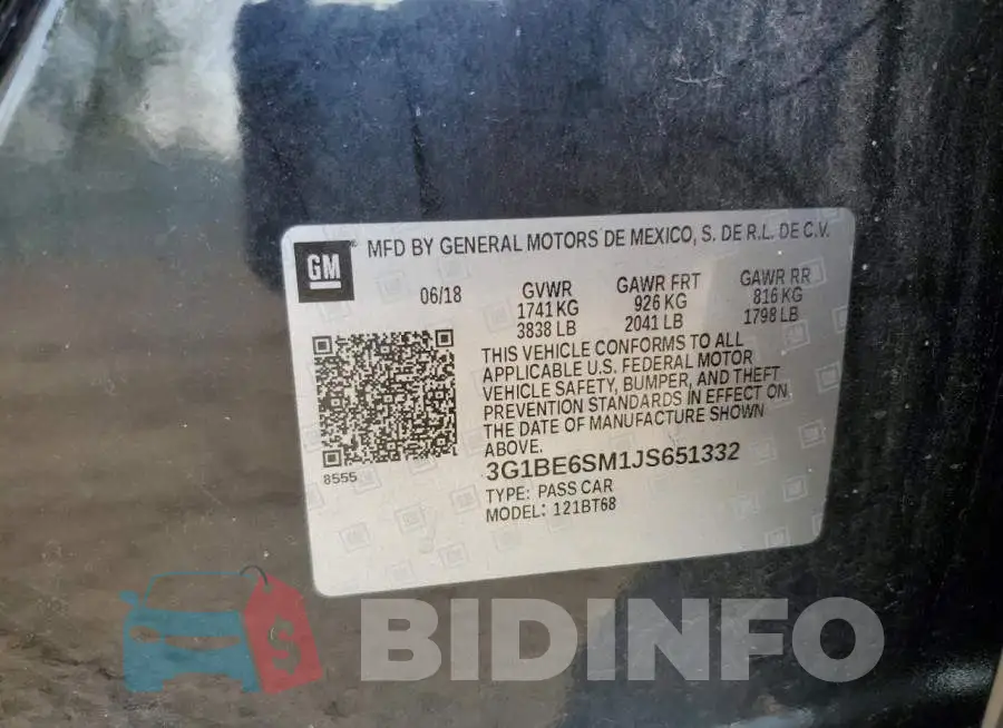 3G1BE6SM1JS651332 Photo# 12