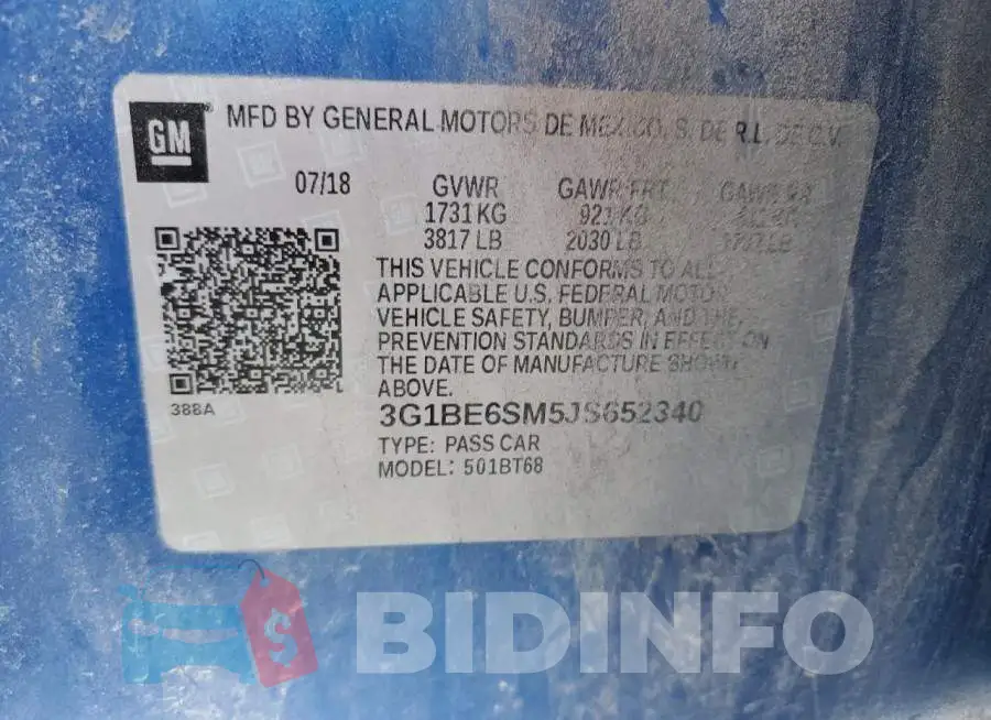 3G1BE6SM5JS652340 Photo# 12