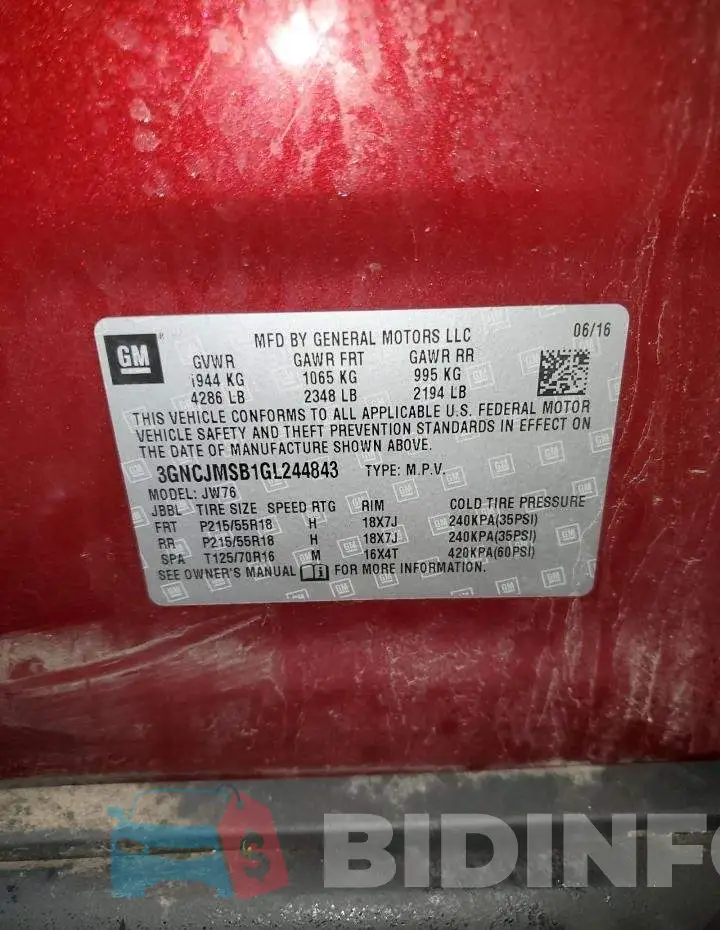 3GNCJMSB1GL244843 Photo# 13