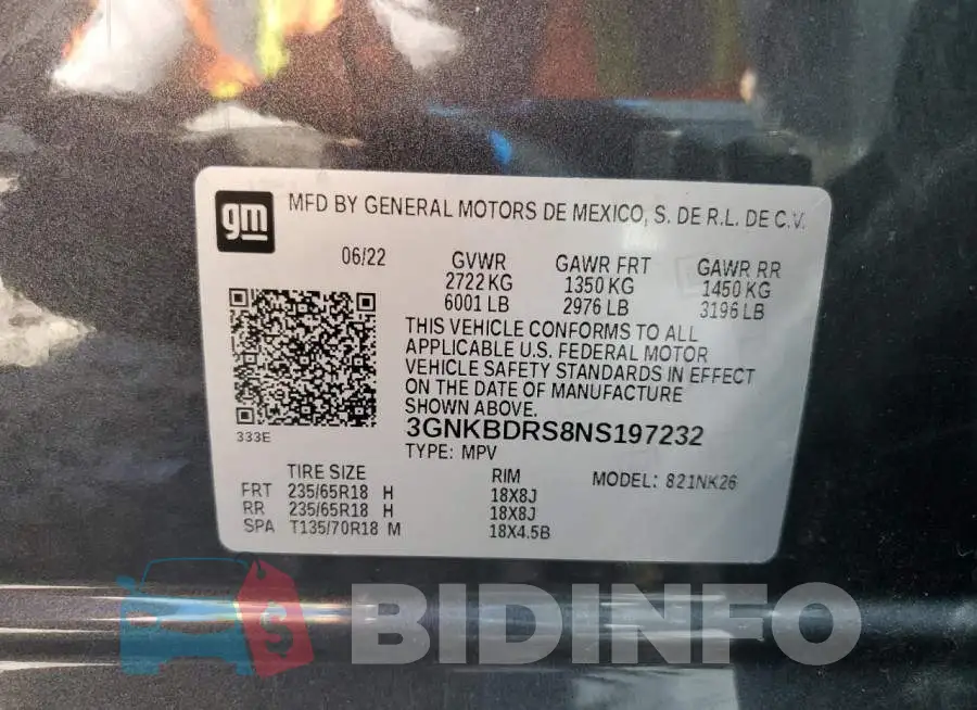 3GNKBDRS8NS197232 Photo# 13