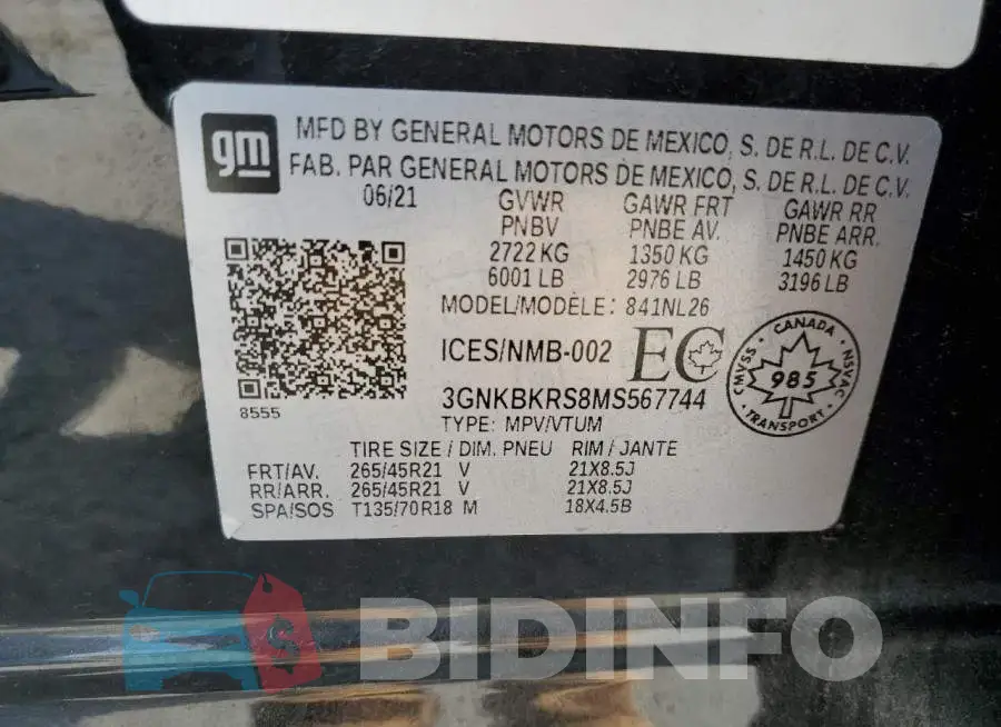 3GNKBKRS8MS567744 Photo# 13