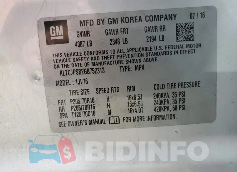 KL7CJPSB2GB752313 Photo# 13