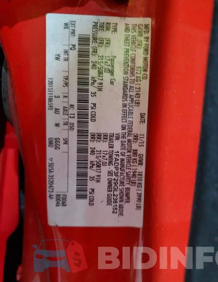 1FADP3F29GL236152 Photo# 12