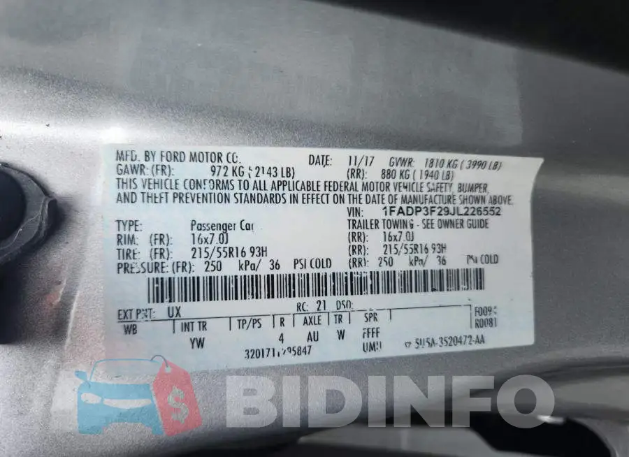 1FADP3F29JL226552 Photo# 13