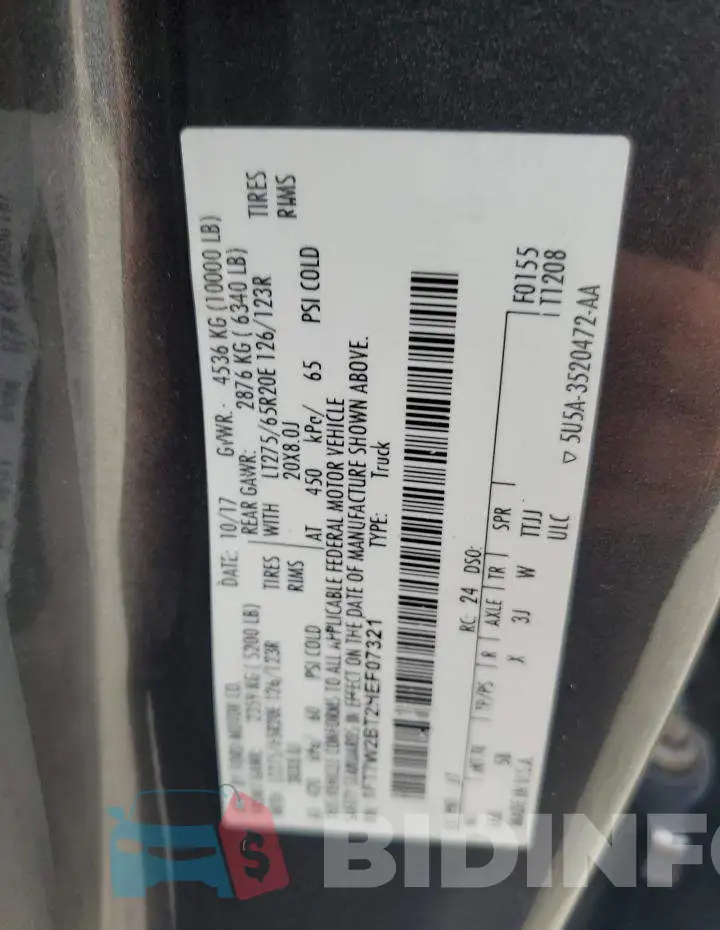 1FT7W2BT2HEF07321 Photo# 12