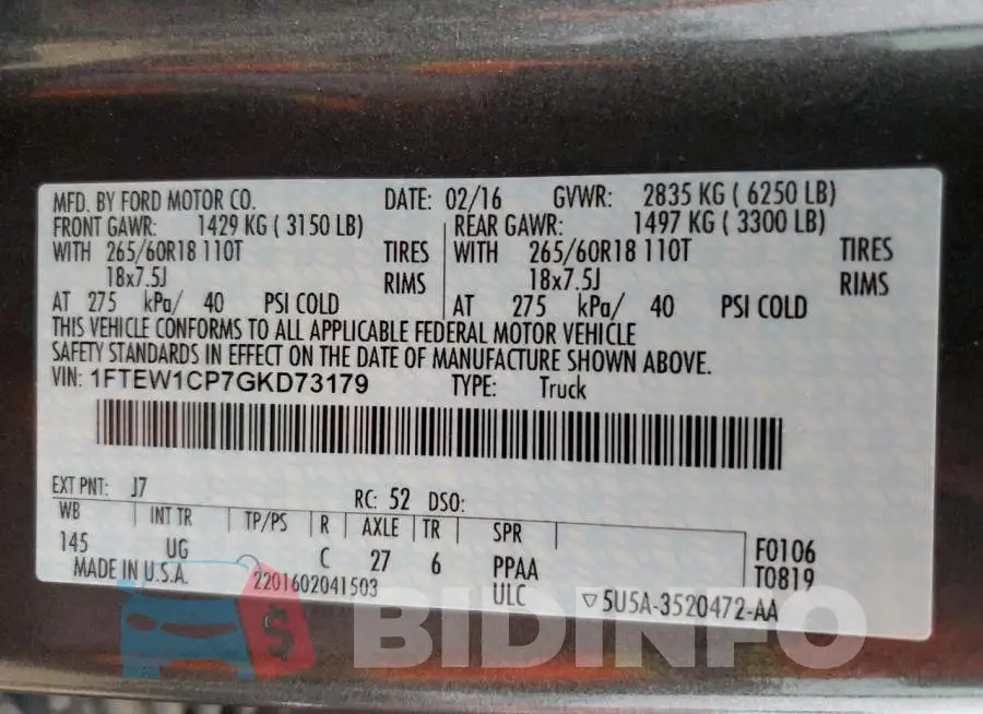 1FTEW1CP7GKD73179 Photo# 12