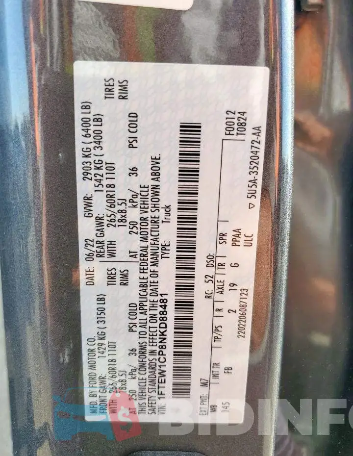 1FTEW1CP8NKD88481 Photo# 13