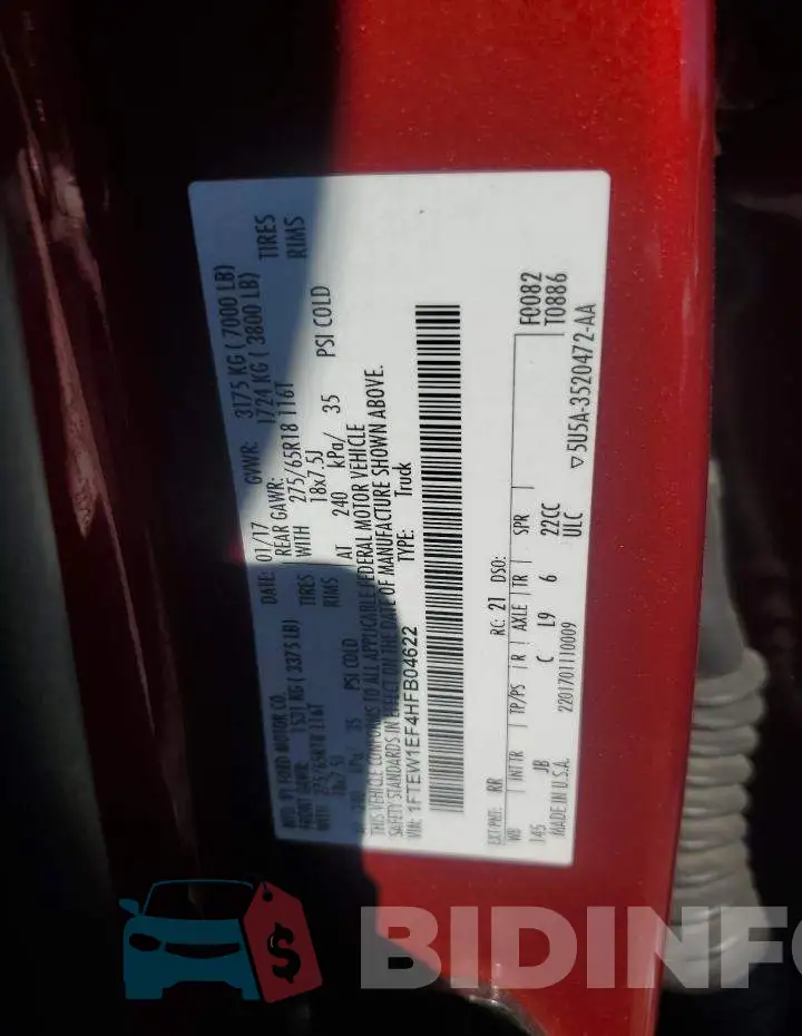 1FTEW1EF4HFB04622 Photo# 12