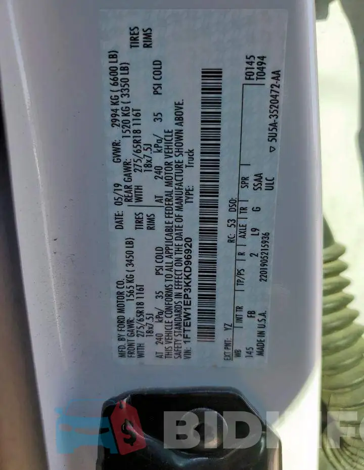 1FTEW1EP3KKD96920 Photo# 12